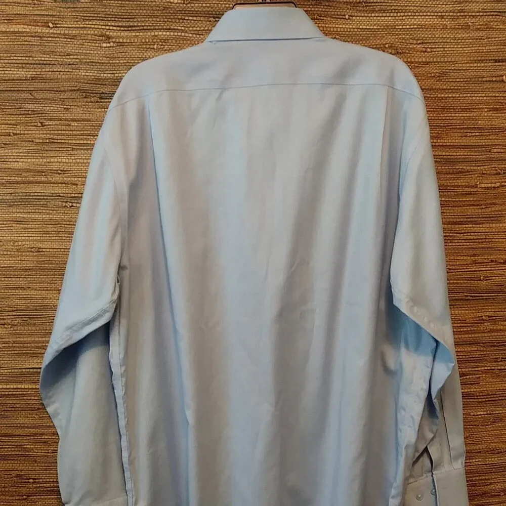 👔 LORENZO UOMO “Perfect White Shirt” Blue Trim Fit Shirt 17.5 / 34-35